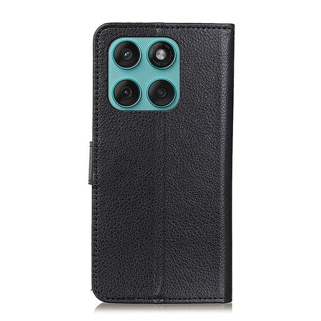 EIDERWOOD Motorola Edge 60 / Edge 60 Fusion Litchi Faux Leather Flip Case with Wallet & Stand Function - Black