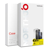 NORTHJO iPhone 15 2-in-1 Protection Set with Shock-Absorbing Flexible Plastic Case & Tempered Screen Protector Glass - Transparent