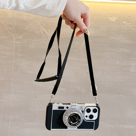 EIDERWOOD iPhone 14 Pro Max Retro Camera Case with Shoulder Strap - Black