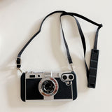 EIDERWOOD iPhone 16 Retro Camera Case with Shoulder Strap - Black