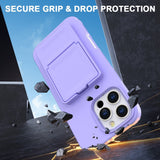 EIDERWOOD iPhone 16 Pro Max Flexible Plastic Case with Card Holder & Built-in Mirror - Purple