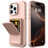 EIDERWOOD iPhone 16 Pro Flexible Plastic Case with Card Holder & Built-in Mirror - Rose Gold