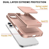EIDERWOOD iPhone 16 Pro Flexible Plastic Case with Card Holder & Built-in Mirror - Rose Gold