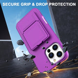 EIDERWOOD iPhone 16 Pro Flexible Plastic Case with Card Holder & Built-in Mirror - Dark Purple