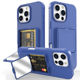 EIDERWOOD iPhone 16 Pro Flexible Plastic Case with Card Holder & Built-in Mirror - Blue