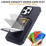 EIDERWOOD iPhone 16 Pro Flexible Plastic Case with Card Holder & Built-in Mirror - Black