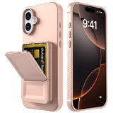 EIDERWOOD iPhone 16 Plus Flexible Plastic Case with Card Holder & Built-in Mirror - Rose Gold