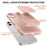 EIDERWOOD iPhone 16 Plus Flexible Plastic Case with Card Holder & Built-in Mirror - Rose Gold