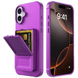 EIDERWOOD iPhone 16 Plus Flexible Plastic Case with Card Holder & Built-in Mirror - Dark Purple