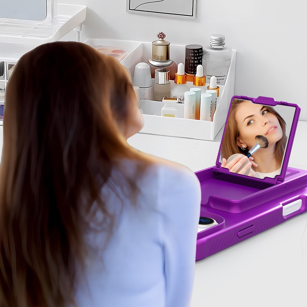 EIDERWOOD iPhone 16 Plus Flexible Plastic Case with Card Holder & Built-in Mirror - Dark Purple