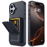 EIDERWOOD iPhone 16 Plus Flexible Plastic Case with Card Holder & Built-in Mirror - Black