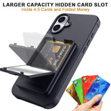 EIDERWOOD iPhone 16 Plus Flexible Plastic Case with Card Holder & Built-in Mirror - Black