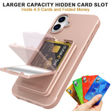 EIDERWOOD iPhone 16  Flexible Plastic Case with Card Holder & Built-in Mirror - Rose Gold