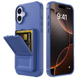 EIDERWOOD iPhone 16  Flexible Plastic Case with Card Holder & Built-in Mirror - Blue