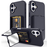 EIDERWOOD iPhone 16  Flexible Plastic Case with Card Holder & Built-in Mirror - Black
