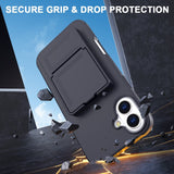 EIDERWOOD iPhone 16  Flexible Plastic Case with Card Holder & Built-in Mirror - Black