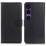 EIDERWOOD Sony Xperia 1 VII Faux Leather Flip Case with Cardholder & Stand Function - Black