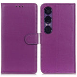 EIDERWOOD Sony Xperia 1 VII Faux Leather Flip Case with Cardholder & Stand Function - Purple