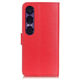 EIDERWOOD Sony Xperia 1 VII Faux Leather Flip Case with Cardholder & Stand Function - Red