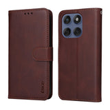 EIDERWOOD Motorola Edge 60 / Edge 60 Fusion 2-in-1 Faux Leather Flip Case with Screen Protector Glass - Brown