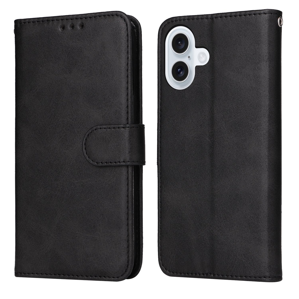 EIDERWOOD iPhone 17 Faux Leather Flip Case with Wallet & Strap - Black