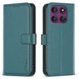 Motorola Edge 60 Pro BINFEN Faux Leather Flip Case with Card Holder & Stand Function - Dark Green