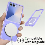 EIDERWOOD Samsung Galaxy Z Flip7 Matte Hybrid Case - MagSafe Compatible - Transparent / Purple