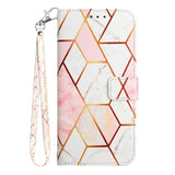 Nokia G60 Soft Leather Wallet Case - Marble - Pink / White