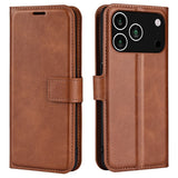 EIDERWOOD iPhone 17 Pro Max Faux Leather Flip Case with Stand & Card Holder - Light Brown