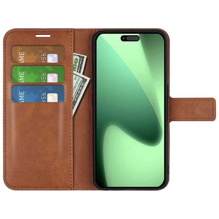 EIDERWOOD iPhone 17 Pro Max Faux Leather Flip Case with Stand & Card Holder - Light Brown