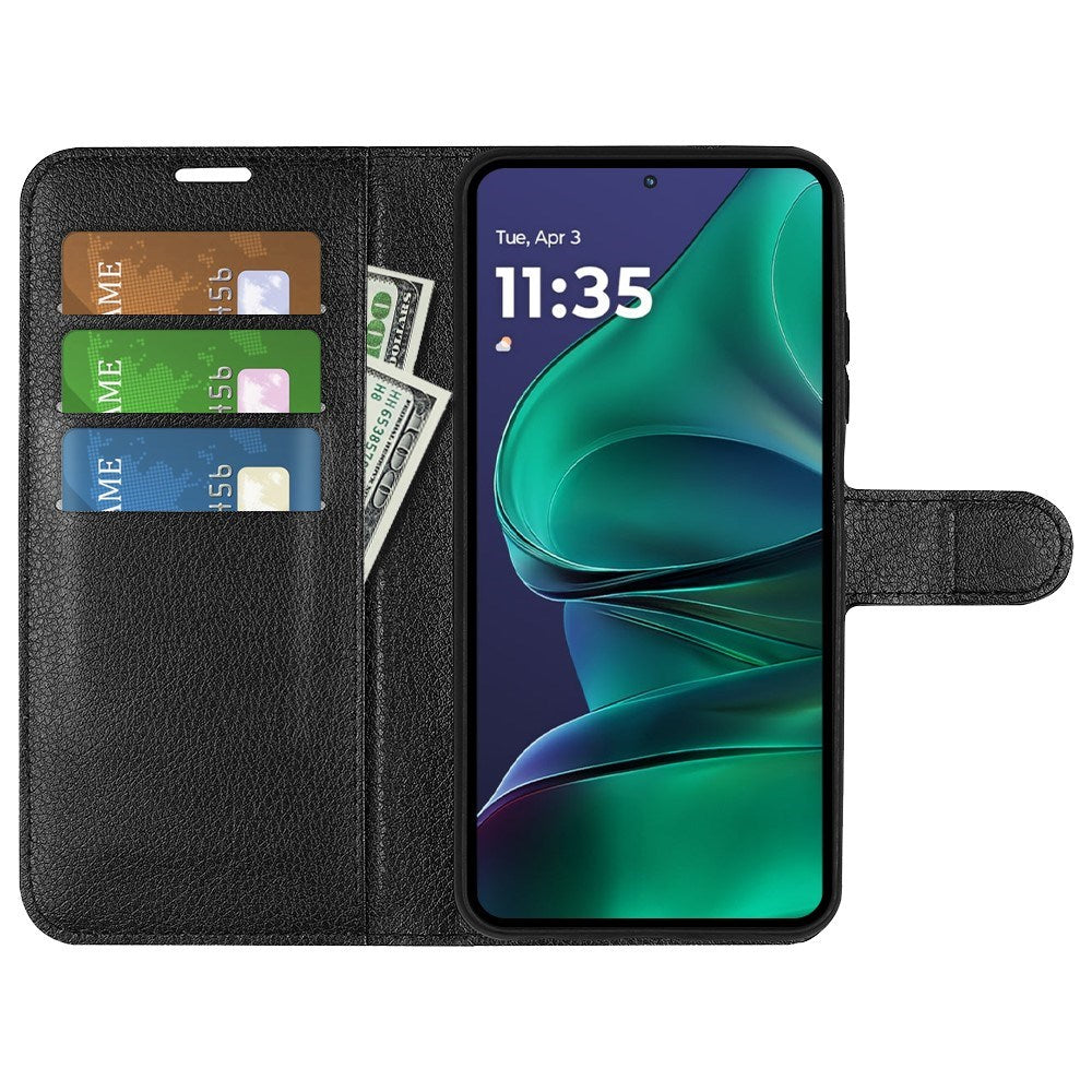Motorola Moto G Stylus 5G (2025) EIDERWOOD Leather Flip Case with Cardholder & Stand Function - Black