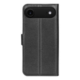 EIDERWOOD iPhone Air Litchi Flip Case with Built-in Card Holder & Stand Function - Black