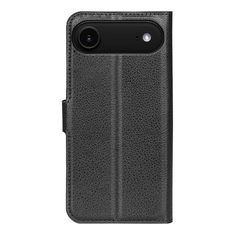 EIDERWOOD iPhone Air Litchi Flip Case with Built-in Card Holder & Stand Function - Black