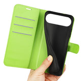 EIDERWOOD iPhone Air Litchi Flip Case with Built-in Card Holder & Stand Function - Green