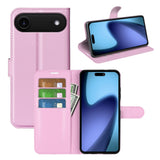 EIDERWOOD iPhone Air Litchi Flip Case with Built-in Card Holder & Stand Function - Pink