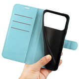 EIDERWOOD iPhone 17 Pro Litchi Flip Case with Built-in Card Holder & Stand Function - Blue