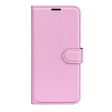 EIDERWOOD iPhone 17 Pro Litchi Flip Case with Built-in Card Holder & Stand Function - Pink