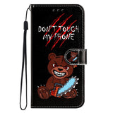 EIDERWOOD iPhone 17 Faux Leather Case with Wallet & Strap - "Don't Touch My Phone" Bear