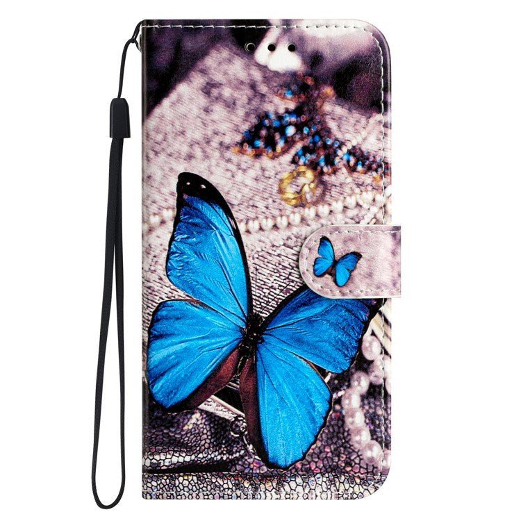 EIDERWOOD iPhone 17 Faux Leather Case with Wallet & Strap - Blue Butterfly