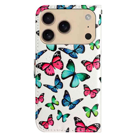 EIDERWOOD iPhone 17 Pro Faux Leather Case with Wallet & Strap - Butterflies