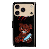 EIDERWOOD iPhone 17 Pro Faux Leather Case with Wallet & Strap - "Don't Touch My Phone" Bear
