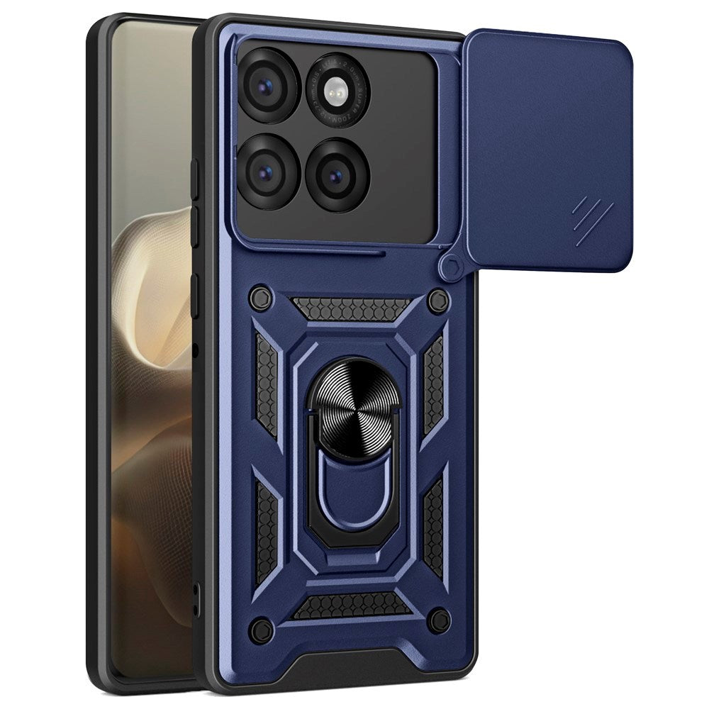 EIDERWOOD Motorola Edge 60 Pro Hybrid Rugged Case with Magnetic Kickstand & Cam Slider - Blue