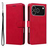 EIDERWOOD iPhone 17 Pro Faux Leather Case with Wallet & Strap - Red