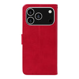 EIDERWOOD iPhone 17 Pro Faux Leather Case with Wallet & Strap - Red