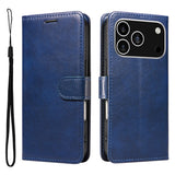 EIDERWOOD iPhone 17 Pro Faux Leather Case with Wallet & Strap - Blue