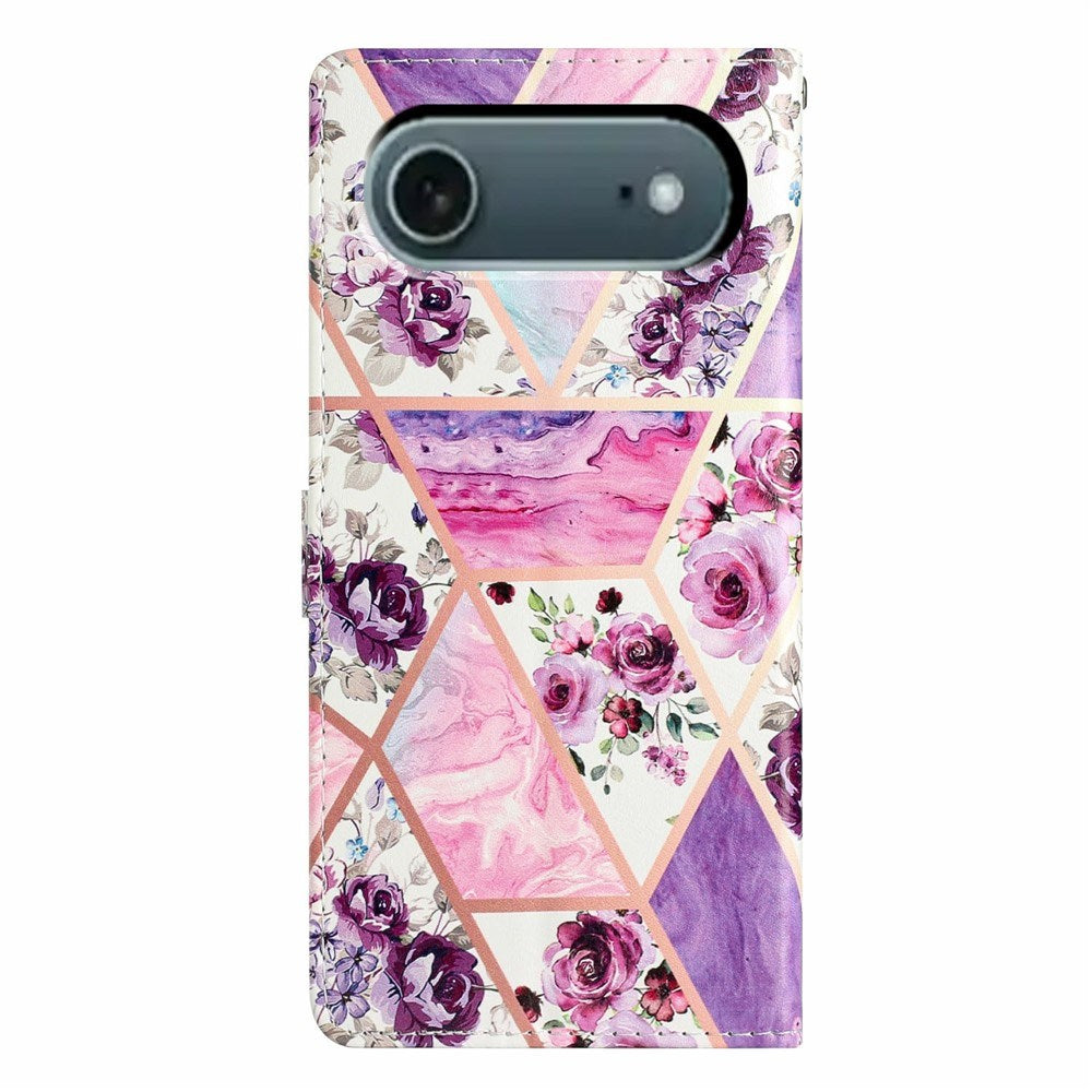 EIDERWOOD iPhone Air Faux Leather Case with Wallet & Strap - Purple Flowers