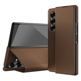 EIDERWOOD Samsung Galaxy Z Fold7 Faux Leather Flip Case with Texture & Stand Function - Brown