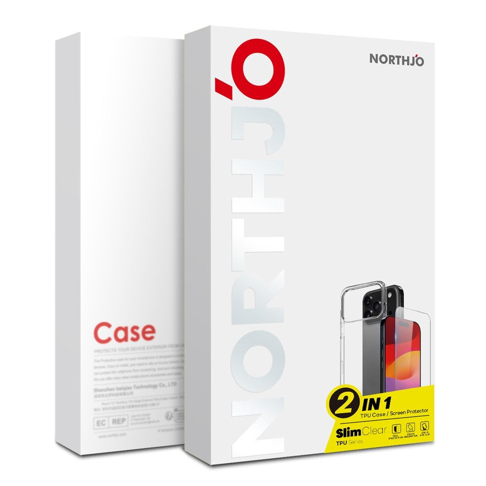NORTHJO iPhone Air 2-in-1 Protection Set with Flexible Plastic Case & Tempered Screen Protector Glass - Transparent