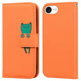iPhone 17e / 16e Faux Leather Flip Case with Character Design - Orange