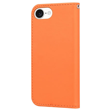 iPhone 17e / 16e Faux Leather Flip Case with Character Design - Orange